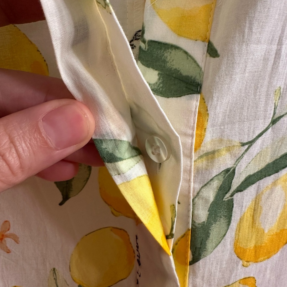 H&M Lemon Floral Maxi Dress — 100% Cotton, Romantic Puff Sleeve Dress - Picture 7 of 7